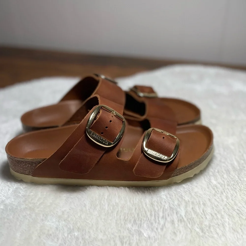 Birkenstock Brown Two-Strap Buckle Sandals